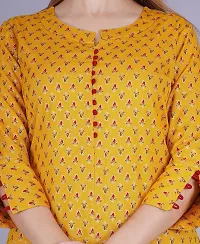 Elegant Frontslit Mustard Printed Cotton Kurta For Women-thumb2
