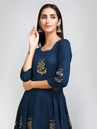 Elegant Anarkali Blue Printed Viscose Rayon Kurta For Women-thumb3