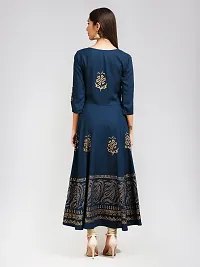 Elegant Anarkali Blue Printed Viscose Rayon Kurta For Women-thumb4