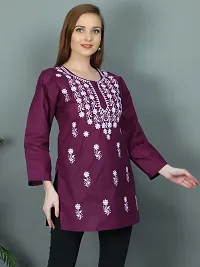 Elegant A-Line Purple Embroidered Viscose Rayon Kurta For Women-thumb2