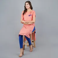 Elegant Straight Peach Solid Viscose Rayon Kurta For Women-thumb1