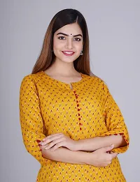 Elegant Frontslit Mustard Printed Cotton Kurta For Women-thumb3