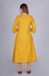 Elegant Frontslit Mustard Printed Cotton Kurta For Women-thumb1