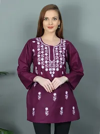 Elegant A-Line Purple Embroidered Viscose Rayon Kurta For Women-thumb1