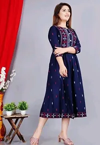 Elegant Flared Blue Embroidered Viscose Rayon Kurta For Women-thumb3