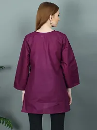 Elegant A-Line Purple Embroidered Viscose Rayon Kurta For Women-thumb4