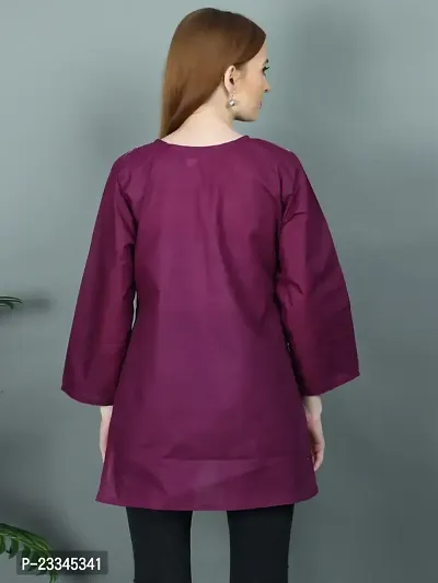 Elegant A-Line Purple Embroidered Viscose Rayon Kurta For Women-thumb5