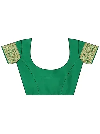 AIKSS Women's Banarasi Silk Blend Saree (Green)-thumb4