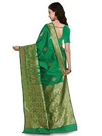 AIKSS Women's Banarasi Silk Blend Saree (Green)-thumb1