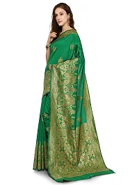 AIKSS Women's Banarasi Silk Blend Saree (Green)-thumb2