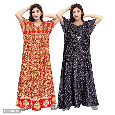 Elegant Cotton Printed Nighty For Women Pack Of 2-thumb0