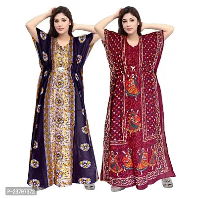 Elegant Cotton Printed Nighty For Women Pack Of 2-thumb0