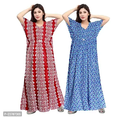 Elegant Cotton Printed Nighty For Women Pack Of 2-thumb0