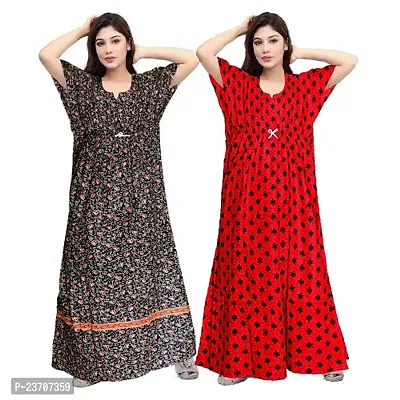 Elegant Cotton Printed Nighty For Women Pack Of 2-thumb0