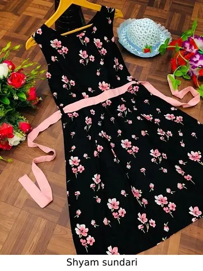 Flowers Dress With Belt For Women