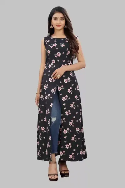 Party Wear Crepe Printed Ethnic Gown