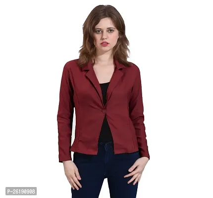 Contemporary Maroon Cotton Solid Wrap Coat For Women-thumb0