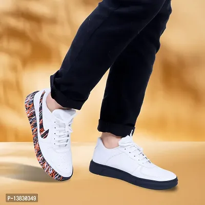 Stylish White Canvas  Indoor Sports Shoes For Men