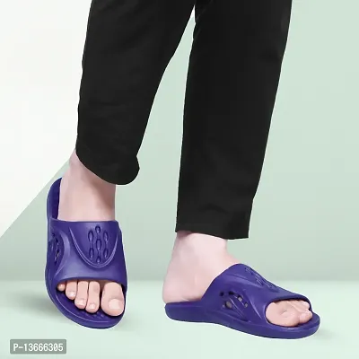 Elegant Navy Blue EVA Self Design Sliders For Men