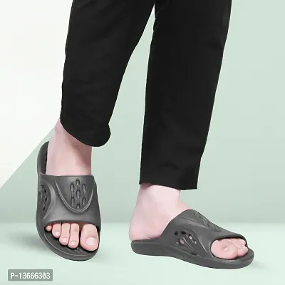 Elegant Grey EVA Self Design Sliders For Men-thumb0