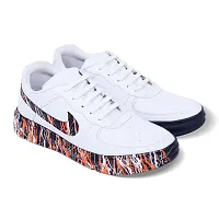 Stylish White Canvas  Indoor Sports Shoes For Men-thumb2