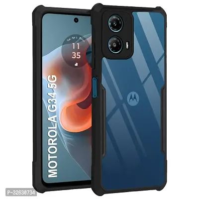 Mobile Back Cover for Motorola Moto G34  5 G (Black Shock Proof Transparent)