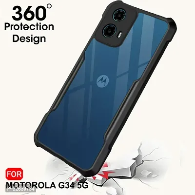 Mobile Back Cover for Motorola Moto G34  5 G (Black Shock Proof Transparent)-thumb2