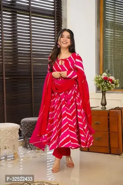 Stylish Pink Georgette Kurta With Dupatta For Women