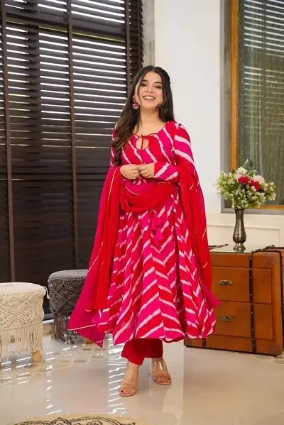 Georgette Anarkali Printed kurta with dupatta sets