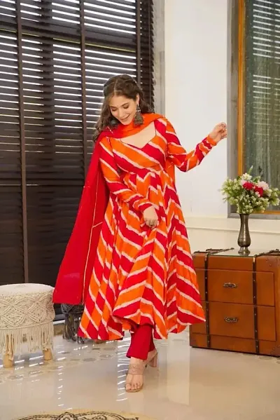 Georgette Anarkali Printed kurta with dupatta sets