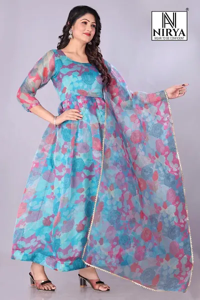 New Georgette Anarkali Kurta with Dupatta