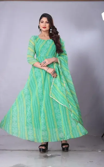 New Georgette Anarkali Kurta with Dupatta