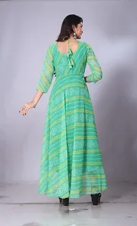 Stylish Green Georgette Printed kurta  Printed Stitched With Dupatta Foe Women-thumb1