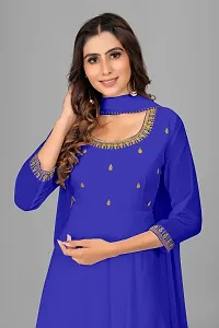 Blue Georgette Embroidered Kurtas For Women-thumb3