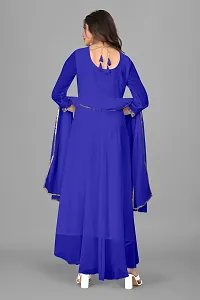 Blue Georgette Embroidered Kurtas For Women-thumb1