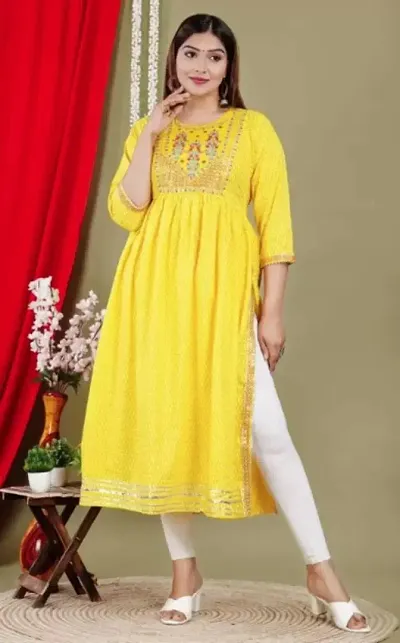 Stylish Rayon Kurta With Bottom Wear Set For Women