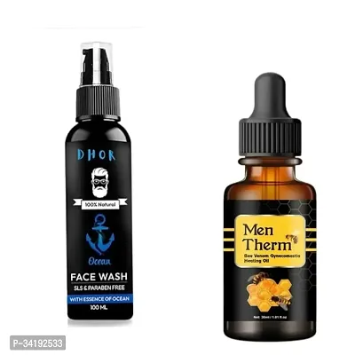 Natural Ocean Face Wash With Men Therm Bee Venom Heating Oil For Men Pack Of 2