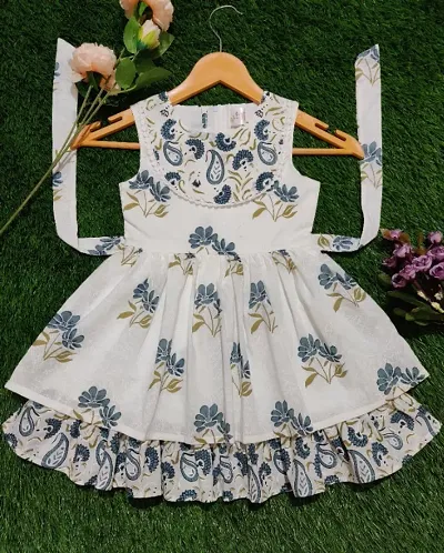 Cotton A-Line Printed Dress for Girls