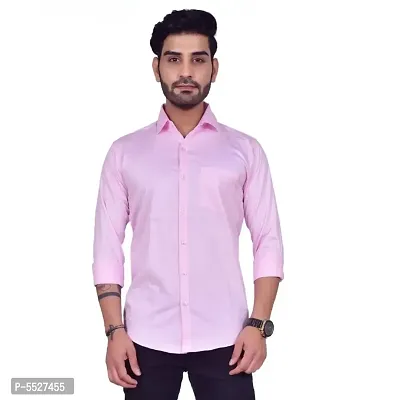 Stylish Pink Cotton Blend Self Pattern Casual Shirts For Men