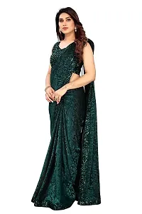 CORBITAL Women's Stylish Lycra Blend Saree With Un-stitched Sequence Blouse Piece (Green)-thumb4