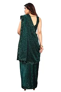 CORBITAL Women's Stylish Lycra Blend Saree With Un-stitched Sequence Blouse Piece (Green)-thumb2