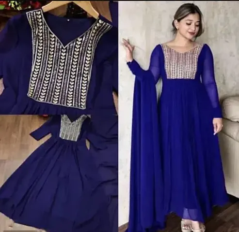 Attractive Georgette Gown With Dupatta For Women