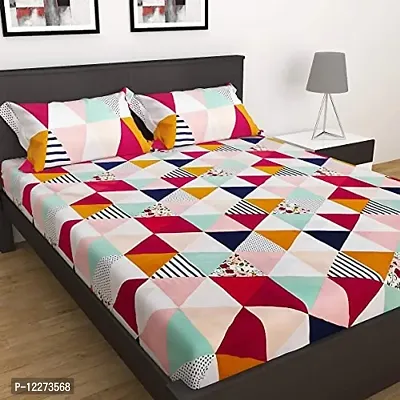 VARLEE Microfiber Heavy Quality Queen Size Double Bedsheet for Double Bed with 2 Pillow Covers,3D Printed 180 TC Bedsheet (Multi Colour)