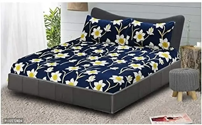 VARLEE Home Furnishing Floral Print Microfiber Heavy Quality King Size Double Bedsheet for Bed with 2 Pillow Covers , 3D Printed 180 TC Bedsheet (Multicolour)-thumb3