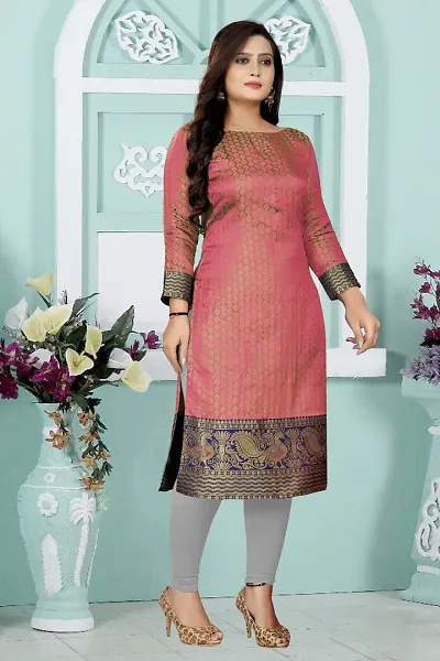 Stylish Art Silk Zari Straight Kurtis