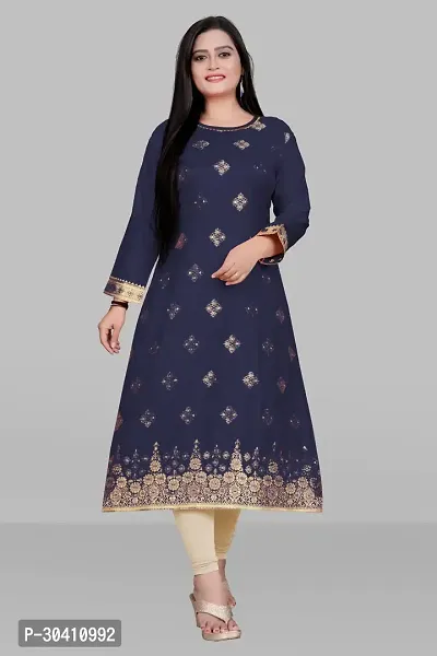 Stylish Navy Blue Muslin Kurta For Women