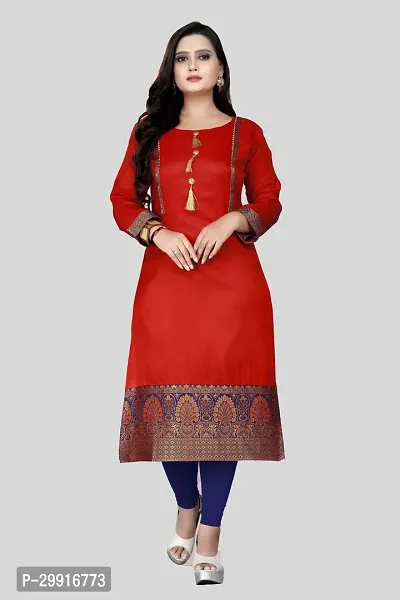 Stylish Red Sana Silk Kurta For Women-thumb0