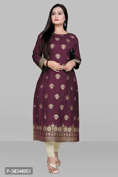 Beautiful Muslin Purple Woven Design Kurta For Women