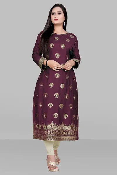 Stylish Muslin Woven Design Straight Kurtis