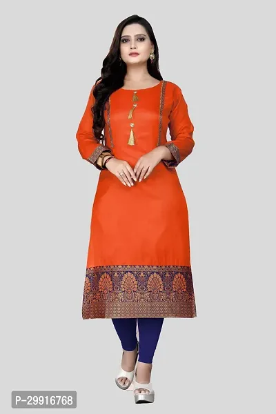 Stylish Orange Sana Silk Kurta For Women-thumb0